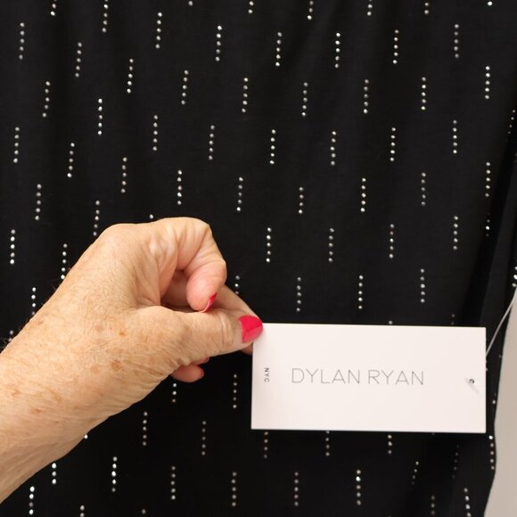 Dylan Ryan Black Sleeveless Top With Subtle Metallic Dotted Pattern - Size L - Picture 8 of 14